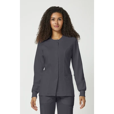 CHEROKEE REVOLUTION WWE310 WOMENS SNAP FRONT JACKET XXSMALL PEWTER
