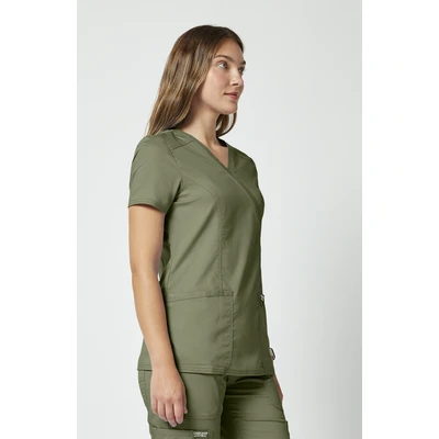 CHEROKEE REVOLUTION WWE610 MOCK WRAP TOP XXSMALL OLIVE