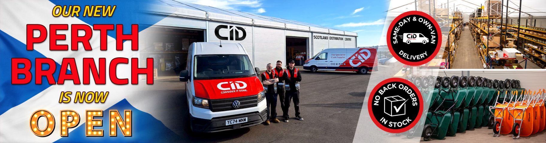 CID Group's Perth, Scotland branch is now officially open - offering no back orders, and same-day and next-day delivery across the region!