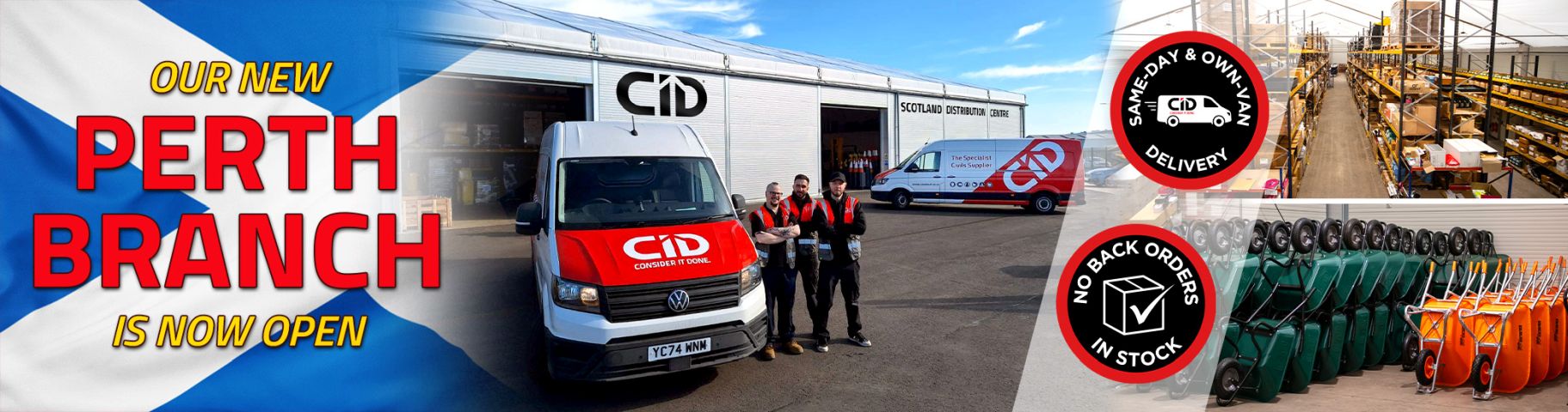 CID Group's Perth, Scotland branch is now officially open - offering no back orders, and same-day and next-day delivery across the region!