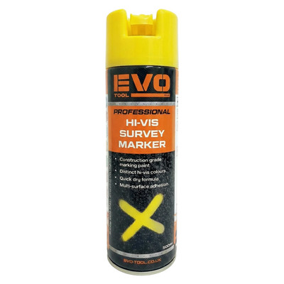 EVO TOOL 500ml Hi Vis Fluorescent Survey Linemarking Paint - Yellow