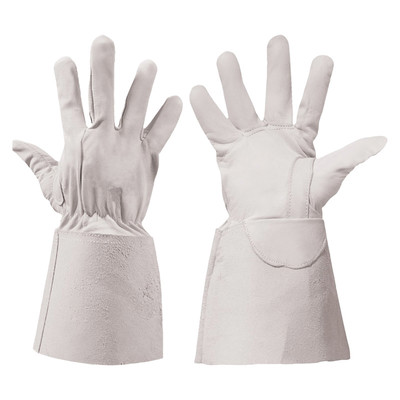 White Leather Electricians Gauntlet Gloves Protectors