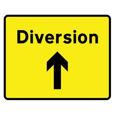 Diversion Ahead Arrow Mini Quick Fit Sign