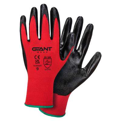 GIANT Slim Fit Nitrile Gloves - Red/Black (10)