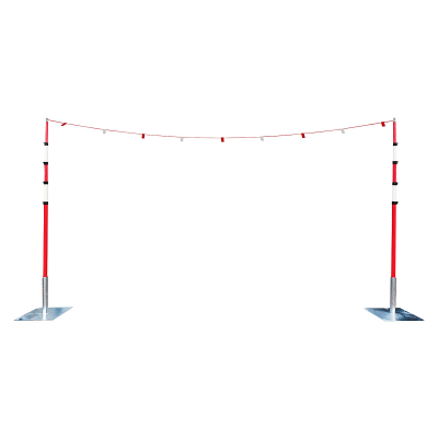 Steel Base GS6 Telescopic Goalpost Set with Bunting - Red/White