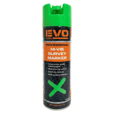 EVO TOOL 500ml Hi Vis Fluorescent Survey Linemarking Paint - Green