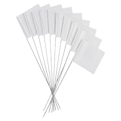 White Steel Wire Marker Flags - Pack of 10