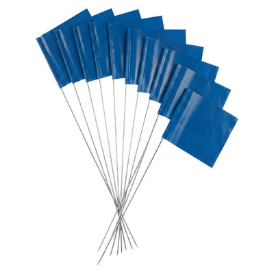Blue Steel Wire Marker Flags - Pack of 10