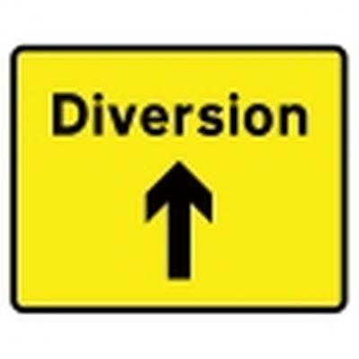 Diversion Ahead Arrow Mini Quick Fit Sign