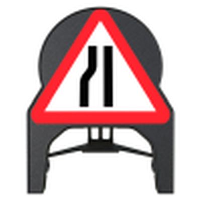 Road Narrows Left Q-Sign Face