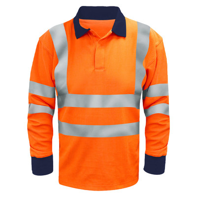 GIANT FR/ARC Flash Hi Vis L/S Polo Shirt (RIS-3279) - Orange (XL)