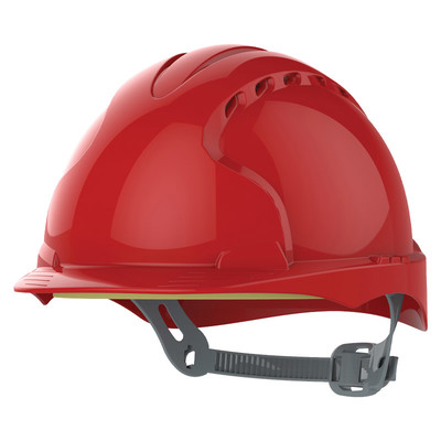 Red JSP EVO3 Vented Safety Helmet with Slip Ratchet