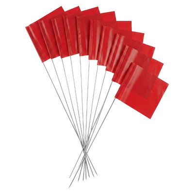 Red Steel Wire Marker Flags - Pack of 10