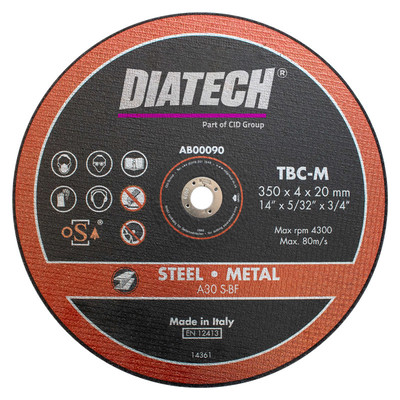 DIATECH TBC-M Abrasive Metal Cutting Disc - 230 x 4 x 22mm