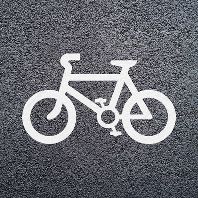 White Thermoplastic Cycle Lane Symbol - 1215 x 750mm