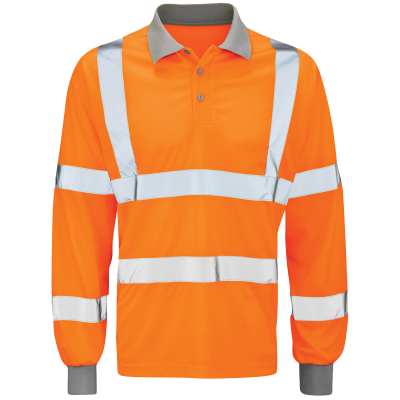 Hi Vis Long Sleeve Polo Shirt RIS-3279 - Orange