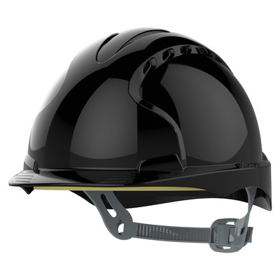 Black JSP EVO3 Vented Safety Helmet with Slip Ratchet
