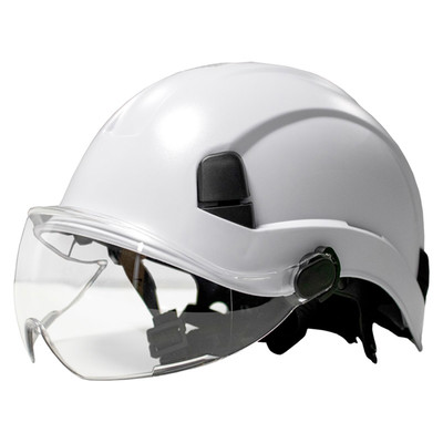 GIANT Combat Safety Helmet with Integrated Flip up Visor - White