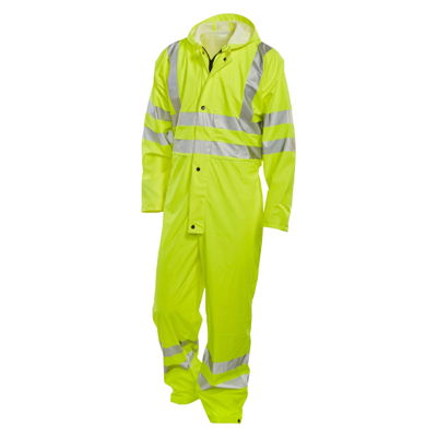 Hi Vis Polyurethane Waterproof Coverall - Yellow (L)
