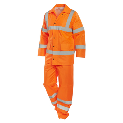 Hi Vis Lightweight 2-Part Waterproof Coverall - Orange (2XL)