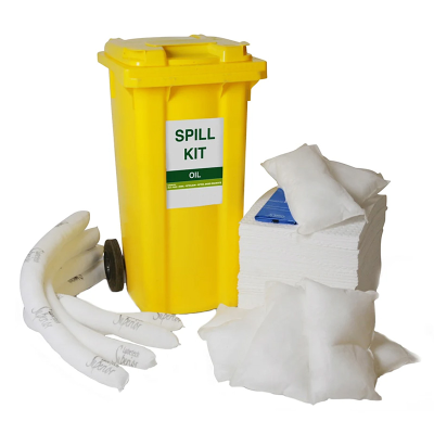 240 Litre Oil Spill Kit (Yellow Wheelie Bin)