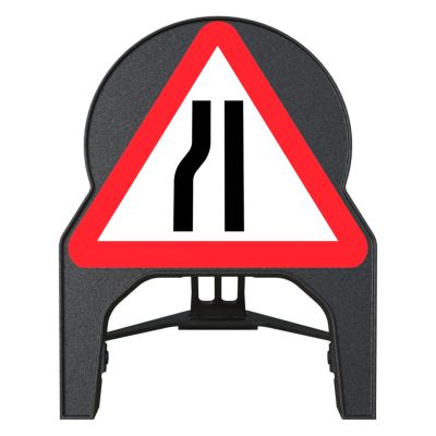 Road Narrows Left Q-Sign Face