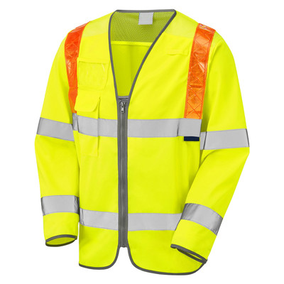 Hi Vis L/S Jerkin with Red Braces - Yellow (S)