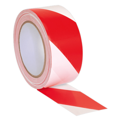 Red/White Self-Adhesive Hazard Warning Tape 50mm x 33m