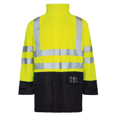 FR/ARC Flash Hi Vis Waterproof Jacket - Yellow/Navy (L)