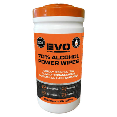 EVO TOOL 70% Alcohol Power Wipes Tub