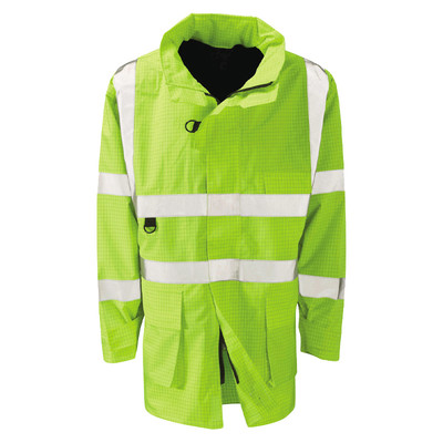 FR Anti-Static Hi Vis Waterproof Contractors Jacket - Yellow (M)