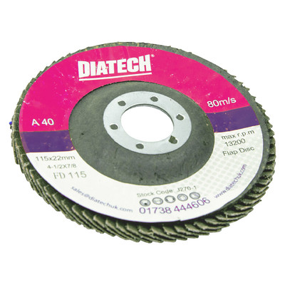 DIATECH Aluminium Oxide Flap Disc 115mm x 40G