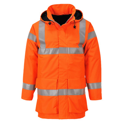 FR Anti-Static Hi Vis Waterproof Contractors Jacket (RIS-3279) - Orange (2XL)