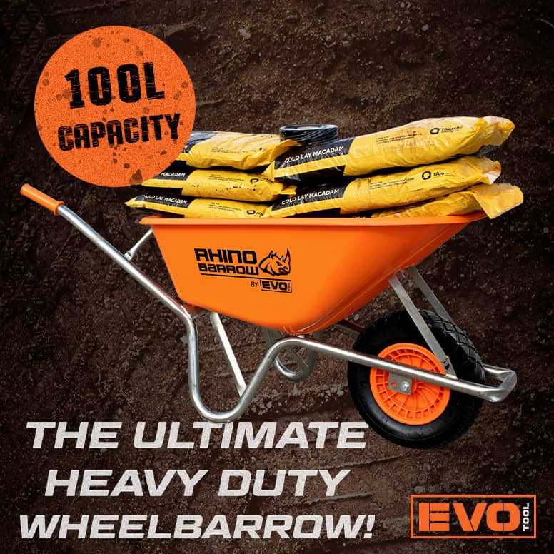 The ultimate heavy duty wheelbarrow - Rhino Barrow by EVO TOOL, supplied by CID Group