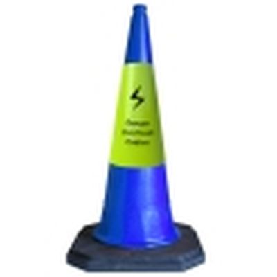 1m Blue Cone with Danger Overhead Cables Sleeve