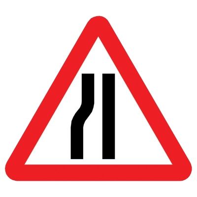 Road Narrows Left Mini Quick Fit Sign