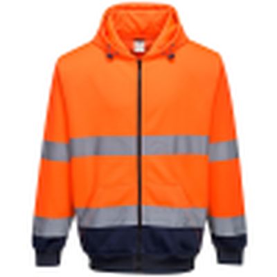Hi Vis Zipped Hoodie RIS-3279 - Orange/Navy