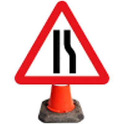 Road Narrows Right Cone Sign
