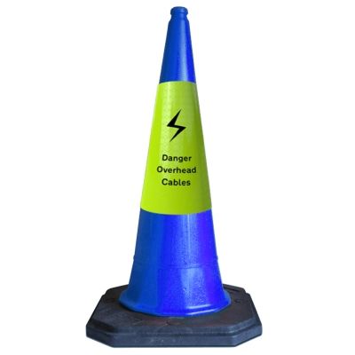 1m Blue Cone with Danger Overhead Cables Sleeve