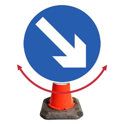 Blue Arrow Reversible Cone Sign