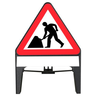 Men at Work Q-Sign with Blank Supplementary Plate 750mm
