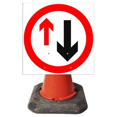 Give Way To Oncoming Vehicles Cone Sign