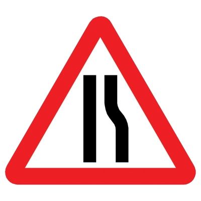 Road Narrows Right Mini Quick Fit Sign