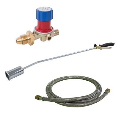 Gas Torch Kit 50mm - 2m Steel Overbraided Gas Hose