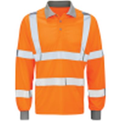Hi Vis Long Sleeve Polo Shirt RIS-3279 - Orange