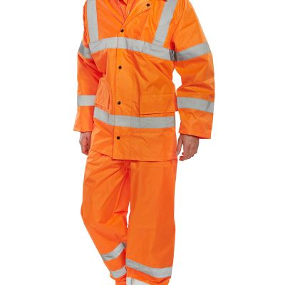 Hi Vis Lightweight 2-Part Waterproof Coverall - Orange