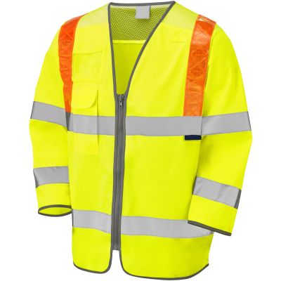 Hi Vis 3/4 Jerkin with Red Braces - Yellow