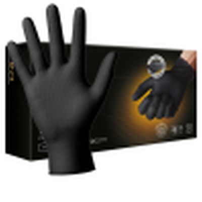 Nitrile Powder Free Diamond Grip Disposable Gloves - Black