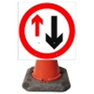 Give Way To Oncoming Vehicles Cone Sign