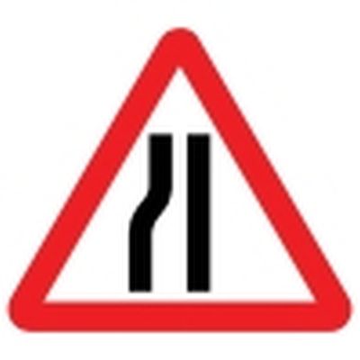 Road Narrows Left Mini Quick Fit Sign